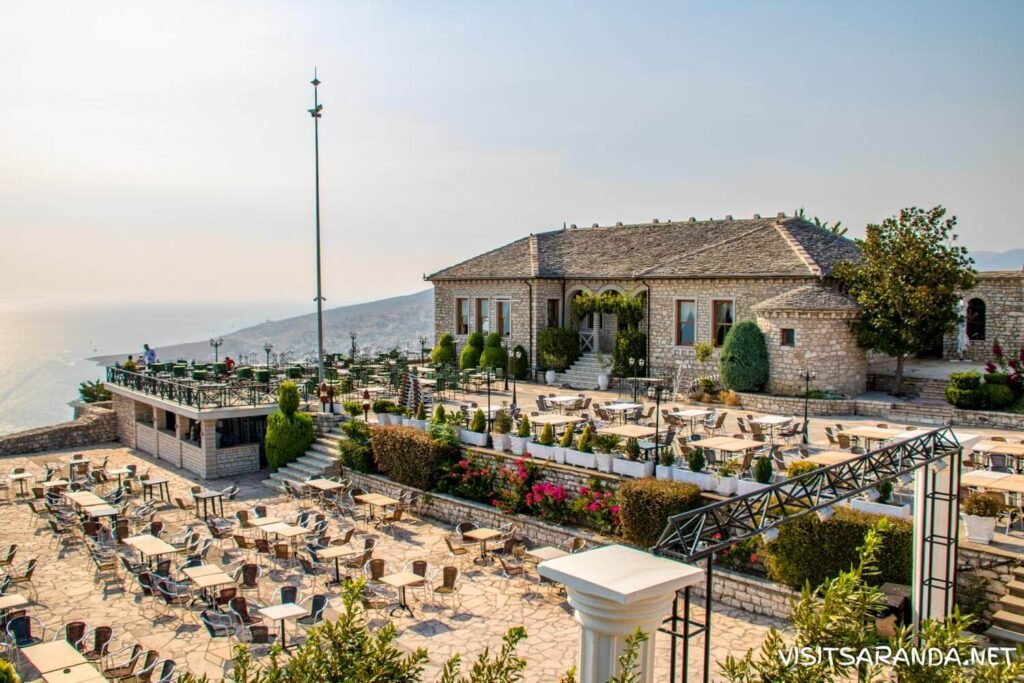 Photo of the Castle of Lekursi in Saranda, Albania, a historic castle on a hilltop, overlooking the Ionian Sea and Saranda Bay