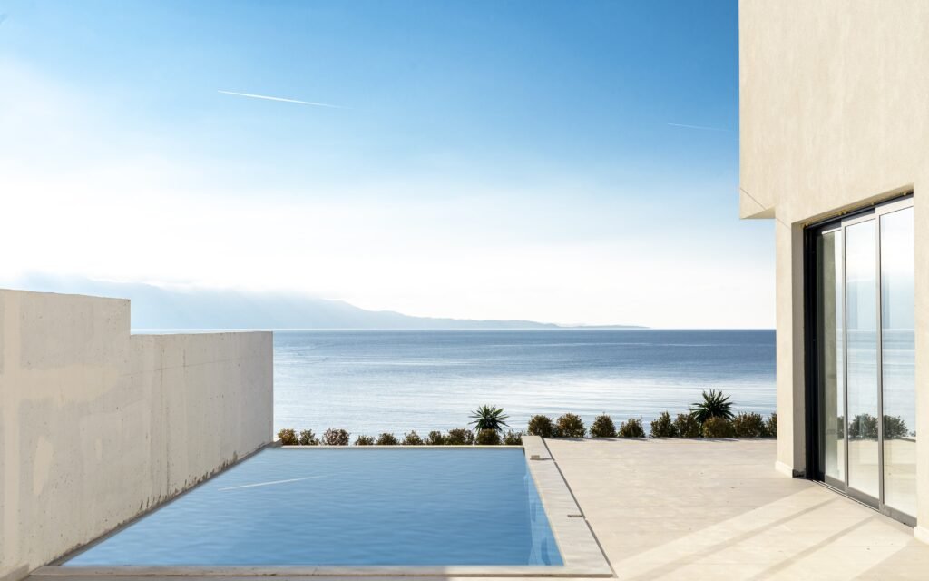 views of the ionian sea and corfu from a villa at the palmera resort in saranda albania