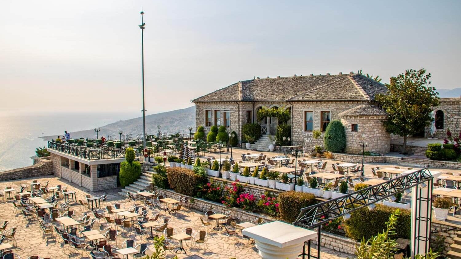 View of the Castle of Lekursi in Albania overlooking the landscape of Saranda