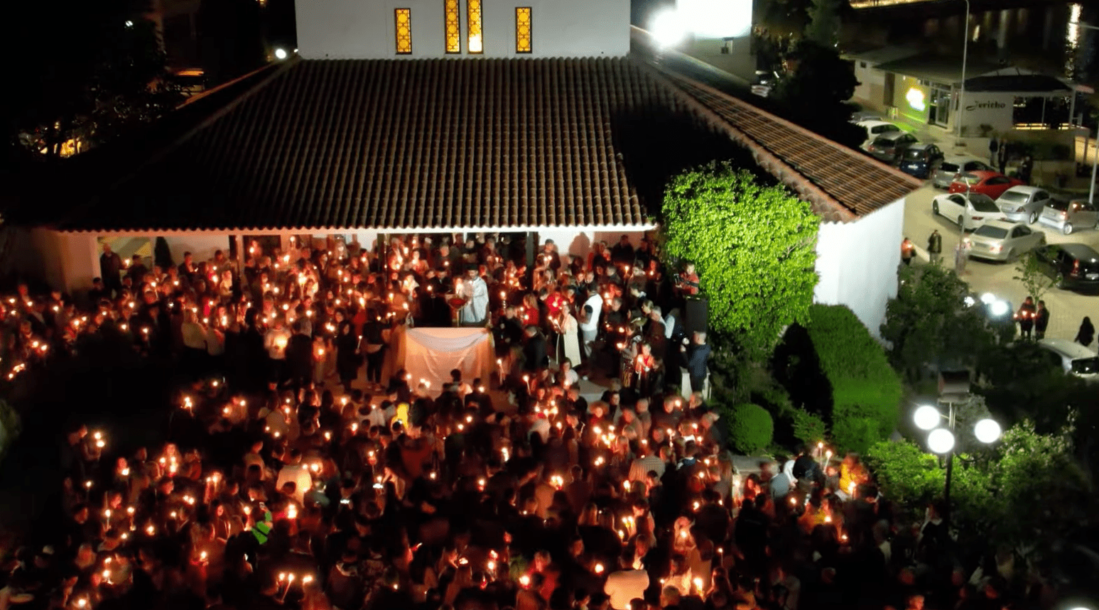 church of st. charalambos in saranda easter sunday celebrating easter with fire candles