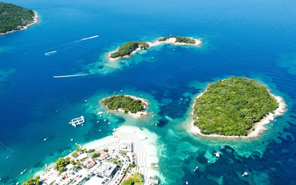 ksamil and aerial view of the three islands