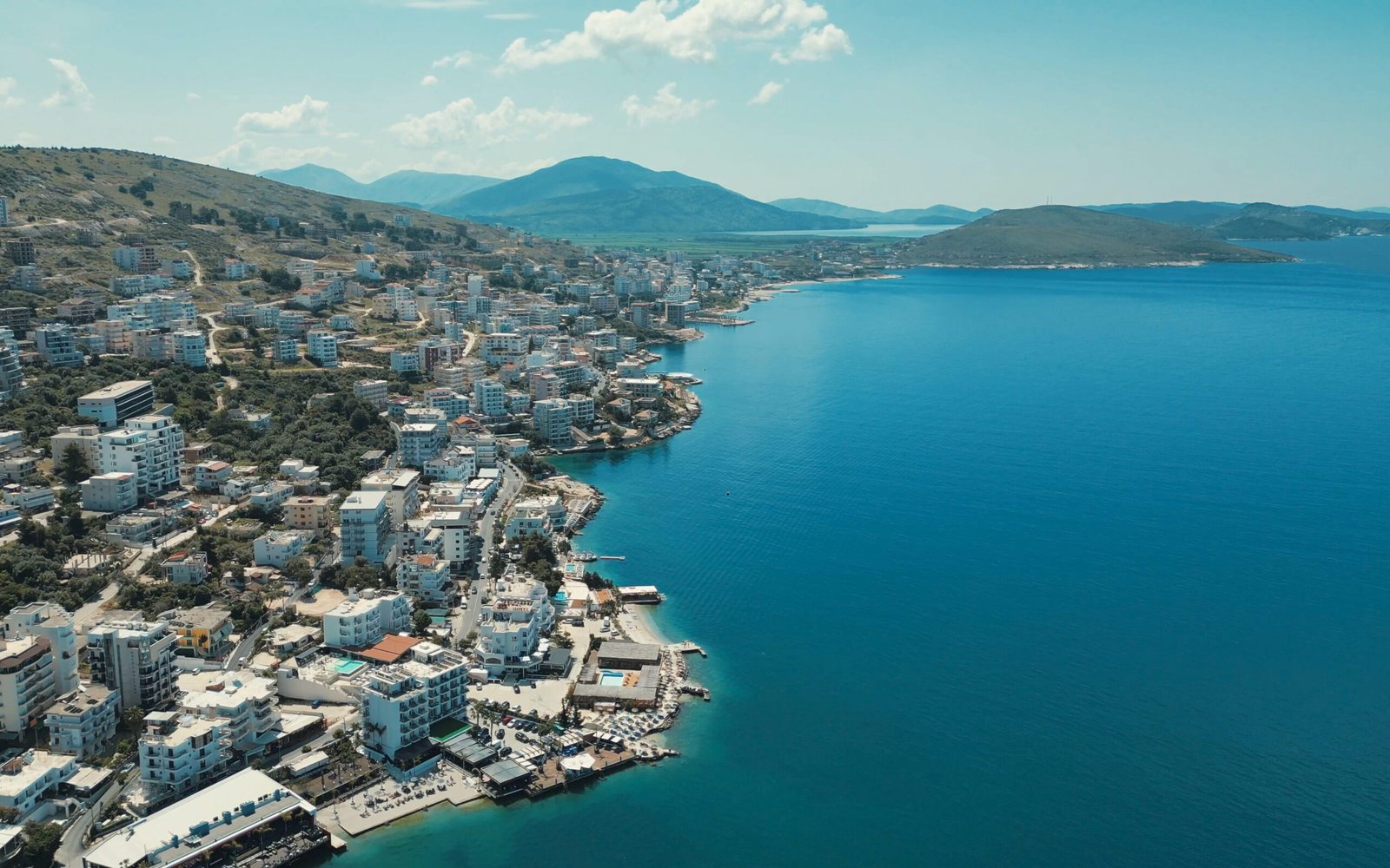 saranda street butrinti aerial view